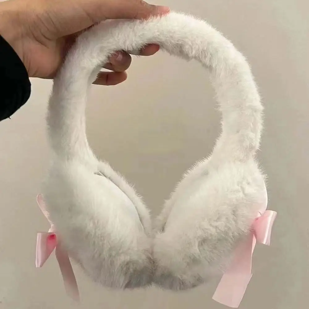 Earmuffs Bowknot macio para Proteção Fria ao Ar Livre, Luvas Quentes e Confortáveis para o Inverno, Moda, Capa de Ouvido Kawaii