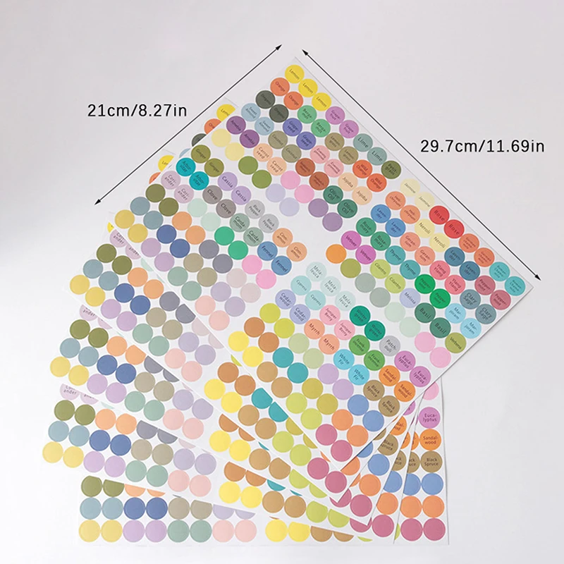 192 Pcs Pre-Printed Essential Oil Bottles Cap Lid Labels Round Circle Stickers Colorful For ALL DoTERRA Young Living Oils