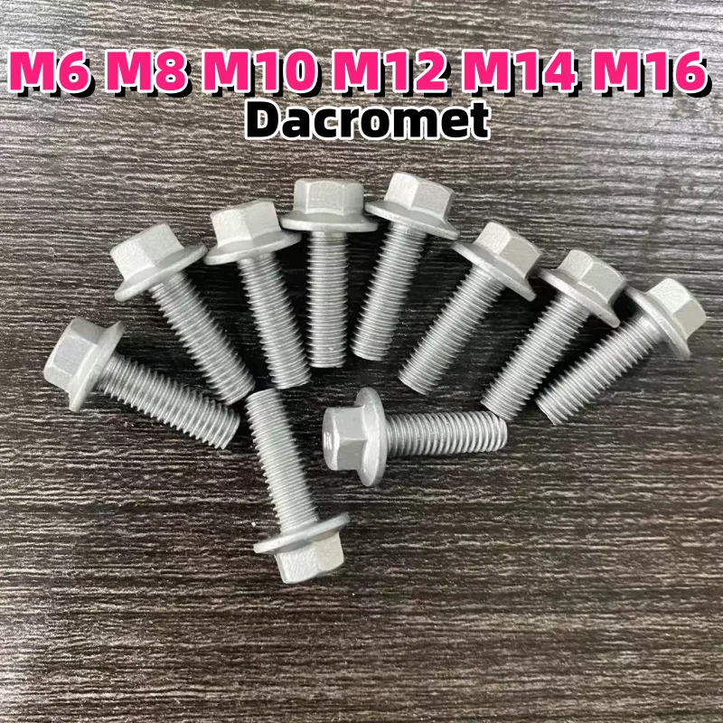 M6 M8 M10 M12 M14 M16 Dacromet Grade 10.9 Carbon Steel Hexagon Flange Cap Flange Bolt Hex Washer Head Bolt