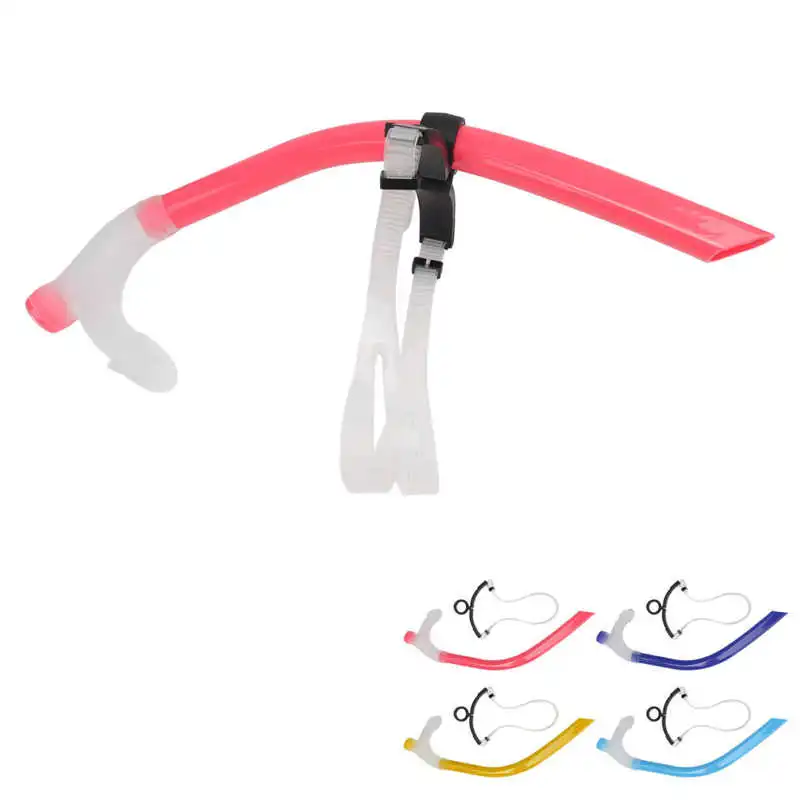 Swimming Snorkel Reduced Drag Silicone Diving Breathing Tube with Adjustable Head Brace