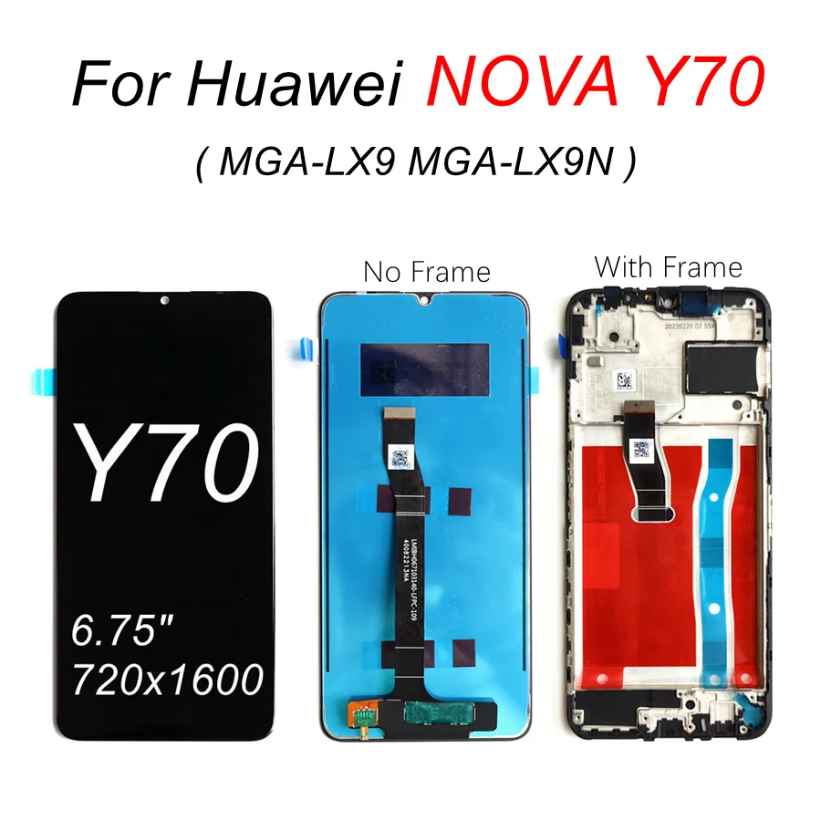 

Top For Huawei Nova Y70 LCD Display Touch Screen Assembly With Frame Replacement MGA-LX9 MGA-LX9N