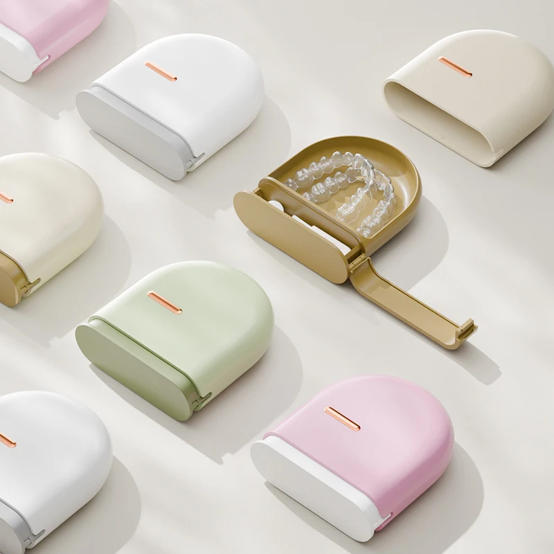 Clear Aligner Storage Box for Invisalign Retainers, Slide-Out Portable Travel Case, Orthodontic Appliances & Dentures Dustproof