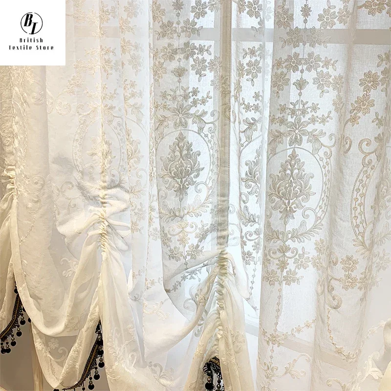 Imagem -04 - Personalizado Europeu Lace Velvet Cortinas Cortinas Blackout para Sala Quarto e Sala de Jantar Luxo Villa Janela Branco Tulle Valance Decor