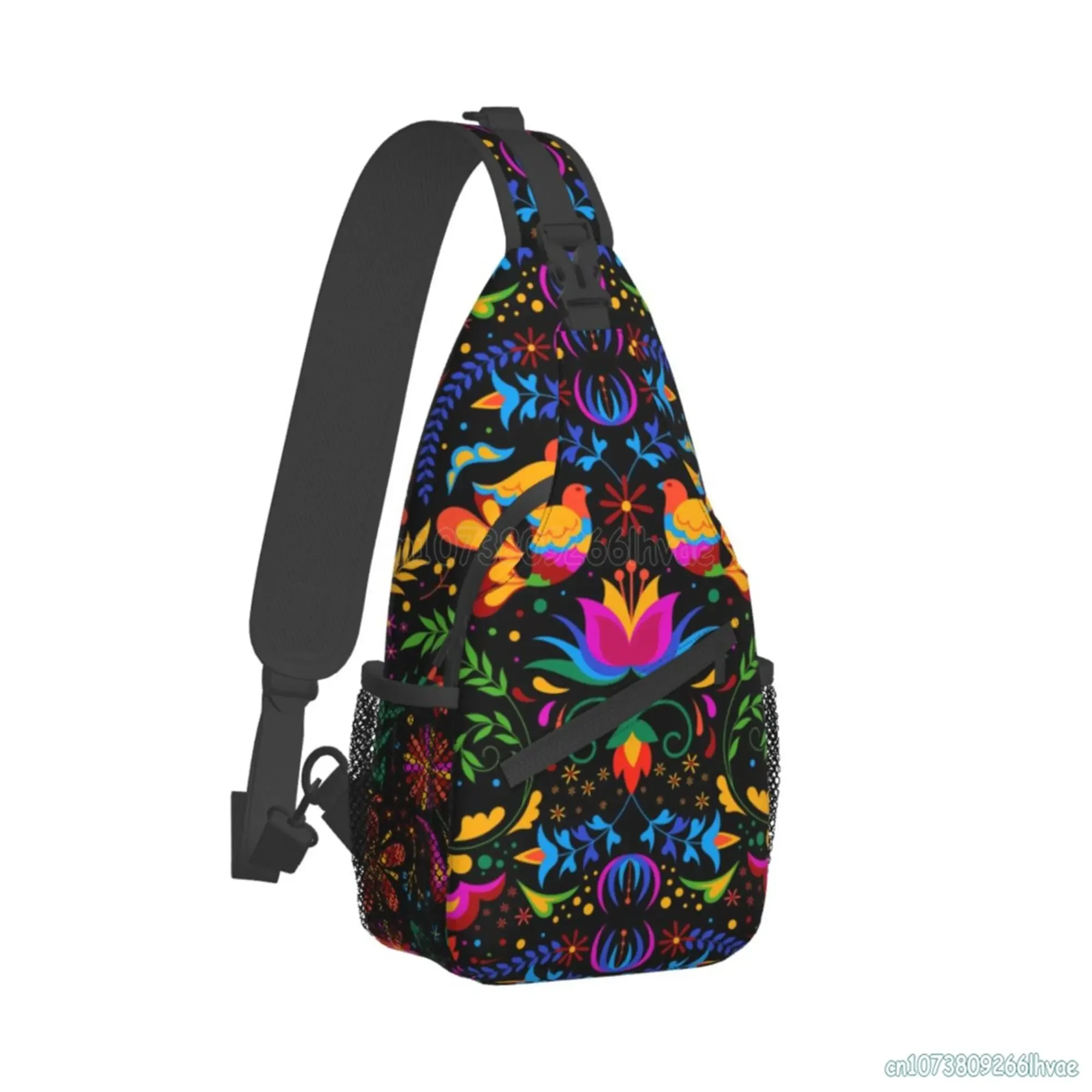 Unisex Art Print Crossbody Bolsas, Flores Mexicanas, Bolsa Peito Casual, Esportes de Viagem, Mochila de Caminhada, Moda