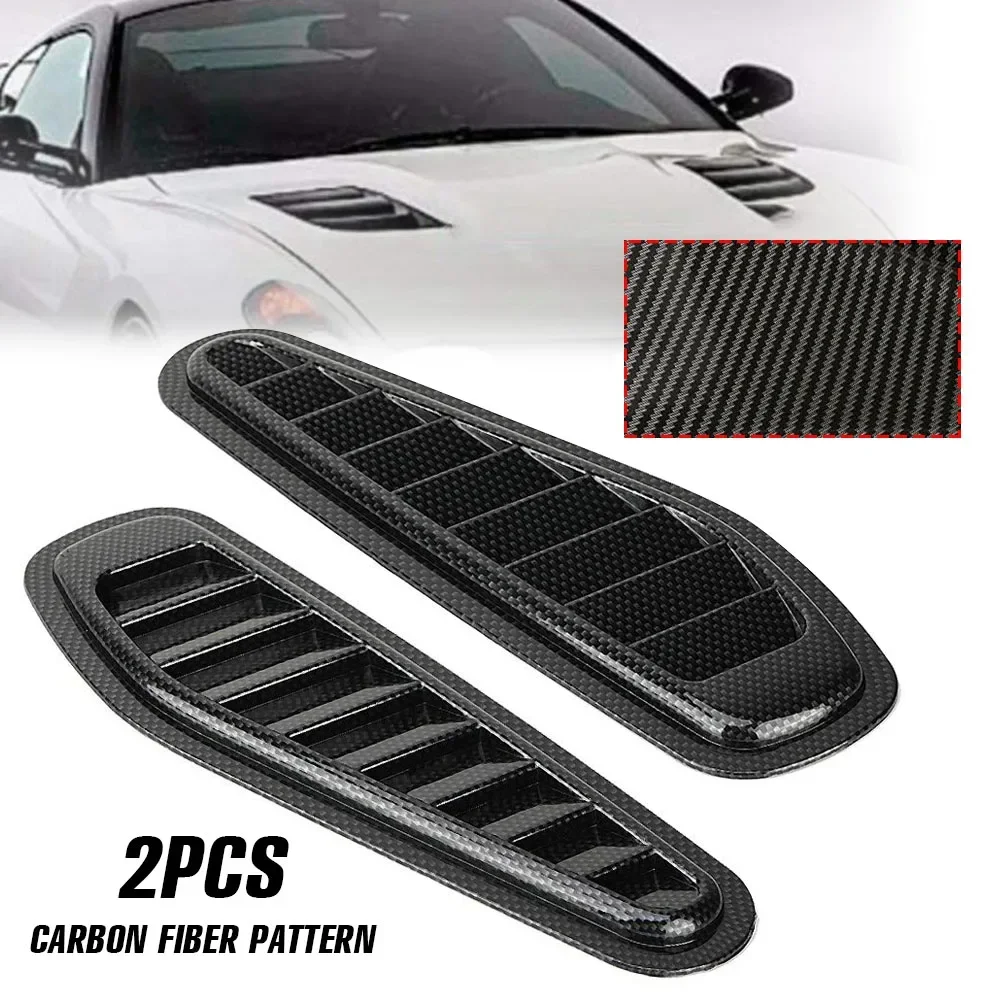 

2PCS Universal Hood Vent Covers - ABS Gloss Black Air Intake Scoops (Carbon Fiber/Bright Black)