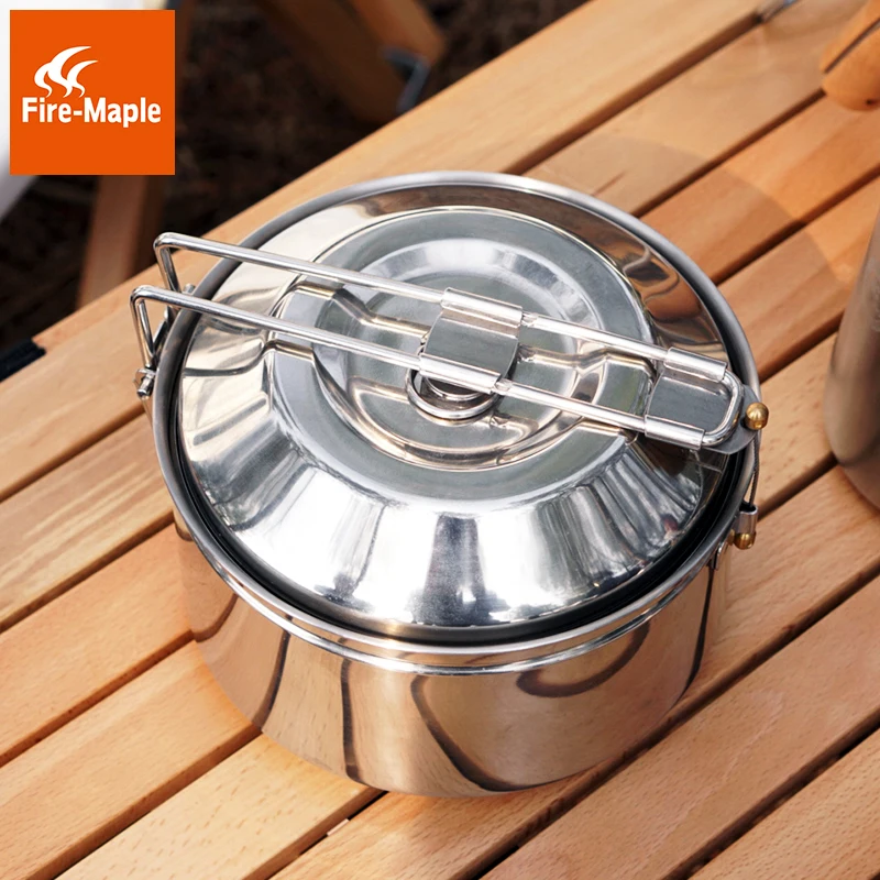 Fire maple Yuan Ye 304 stainless steel pot outdoor camping pot portable equipment camping picnic cookware folding cookware.