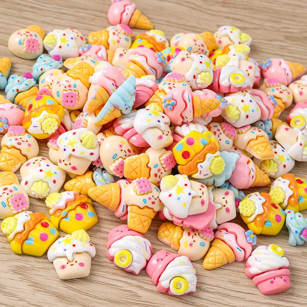 Tusember 15 Stück süße Harz-Cabochons mit flacher Rückseite, Cartoon-Simulation, Eiscreme-Anhänger für DIY-Telefonhülle, Dekor, handgefertigtes Handwerk, Kinderspielzeug – Detail 5