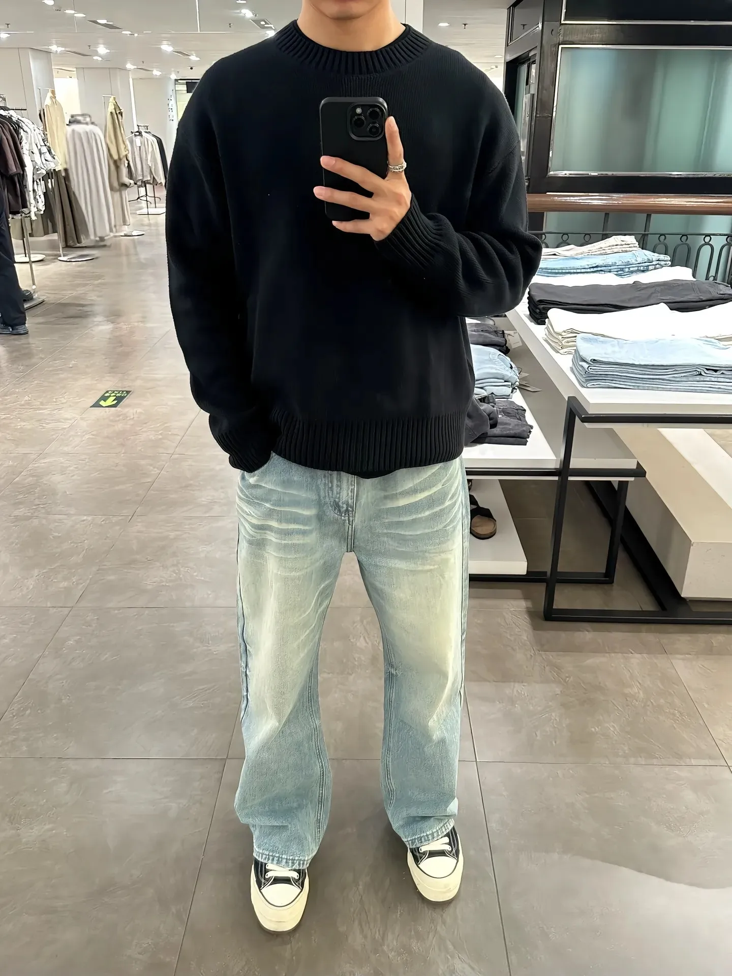 

Cleanfit Men's Bla round Ne Knitwear Autumn Lazy High-End Feeling Long Sve Base Layer Couple's Top Polyester Fiber