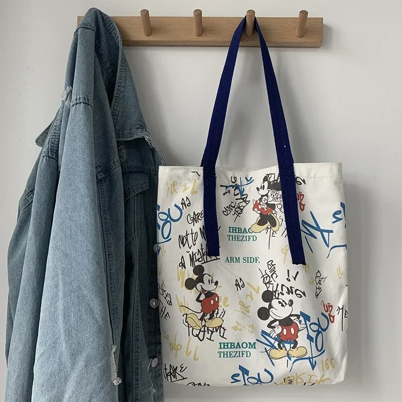 Disney cartoon płócienna torba damska na jedno ramię nowa Mickey Tote studenckie graffiti duża pojemność mała torebka torby Crossbody