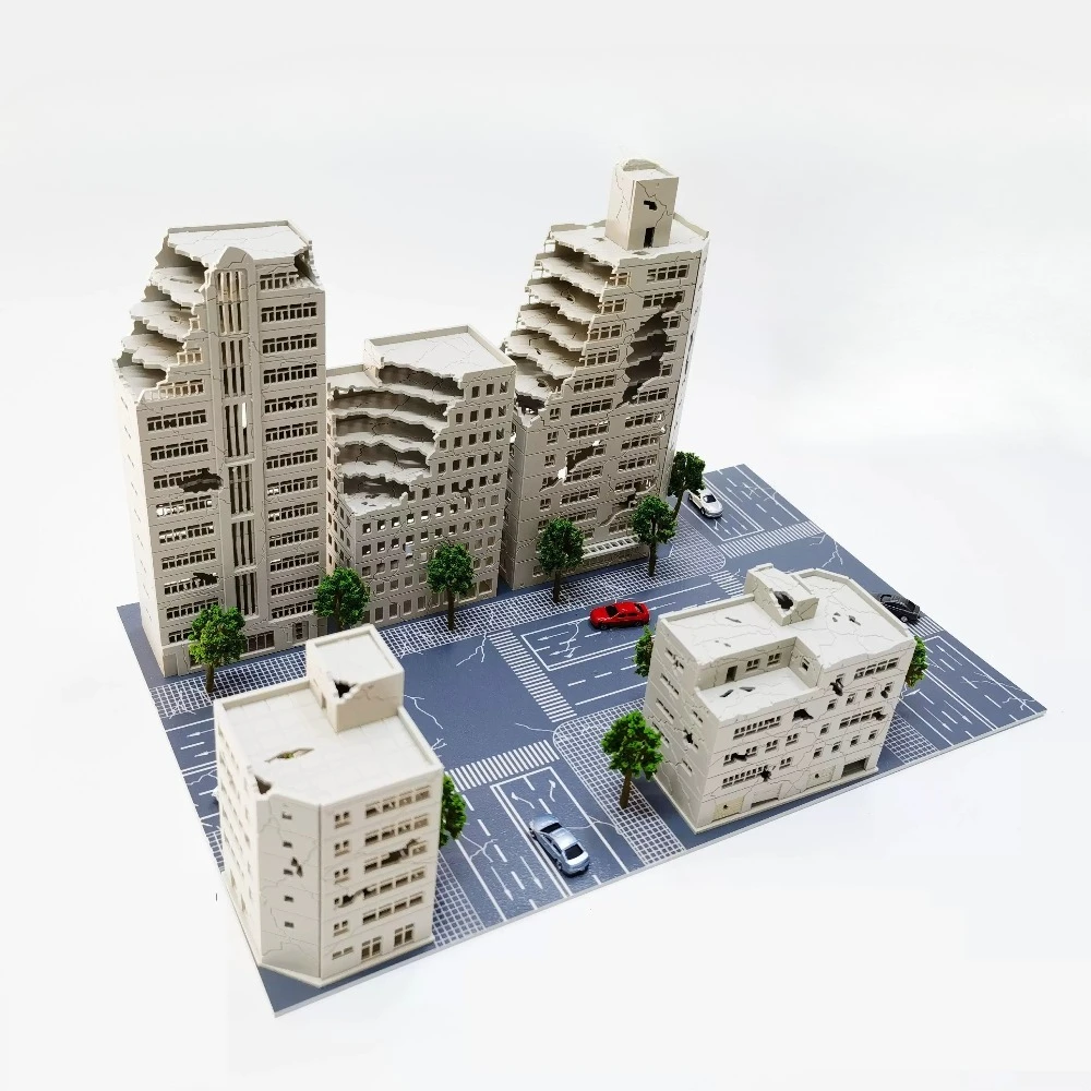 Diorama 1:300 Battle Damage City Skyscrapers Model Railway Building Sand Table Accessories City Scene Garage Display Building