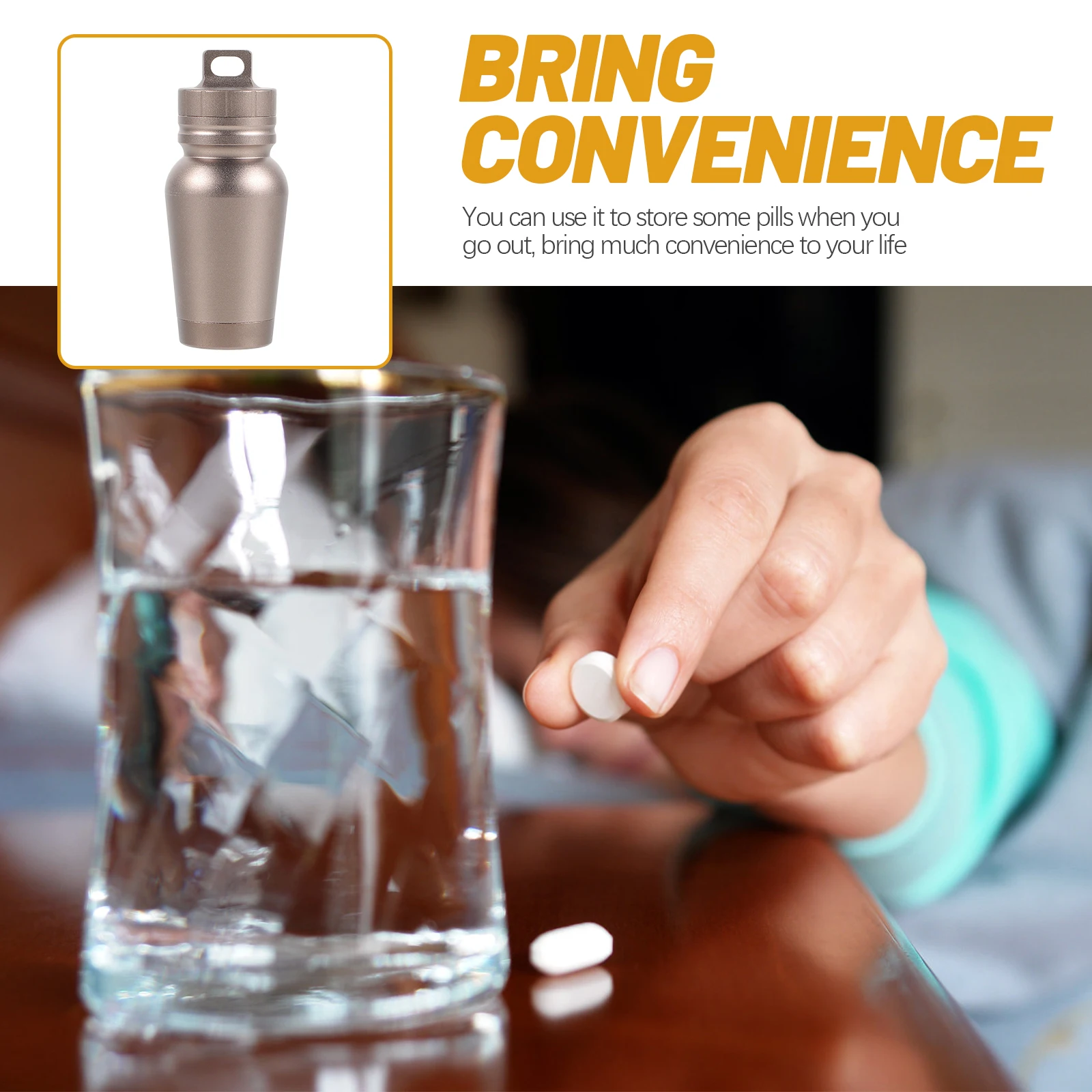

1 Set Portable Aluminum Alloy Waterproof Medicine Holder For Travel Outdoor Emergency Keychain Container Small Pill Storage Case