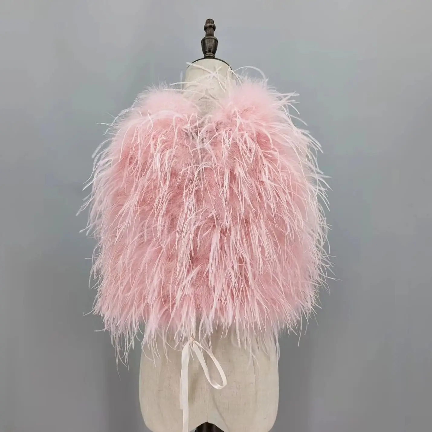 Womens Halter Tank Tops Summer High Neck Sleeveless Tops With Ostrich Feather 220619