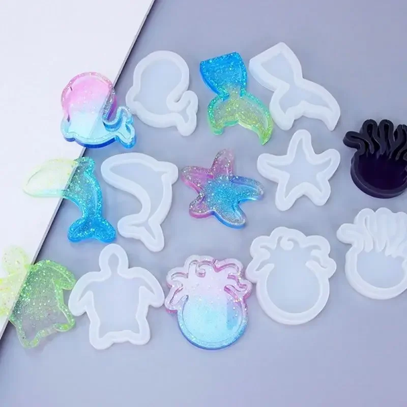 9pcs Animals Mold Handmade Pendant Silicone Mold Resin Casting Mold for DIY Keychain Jewelry Non-stick
