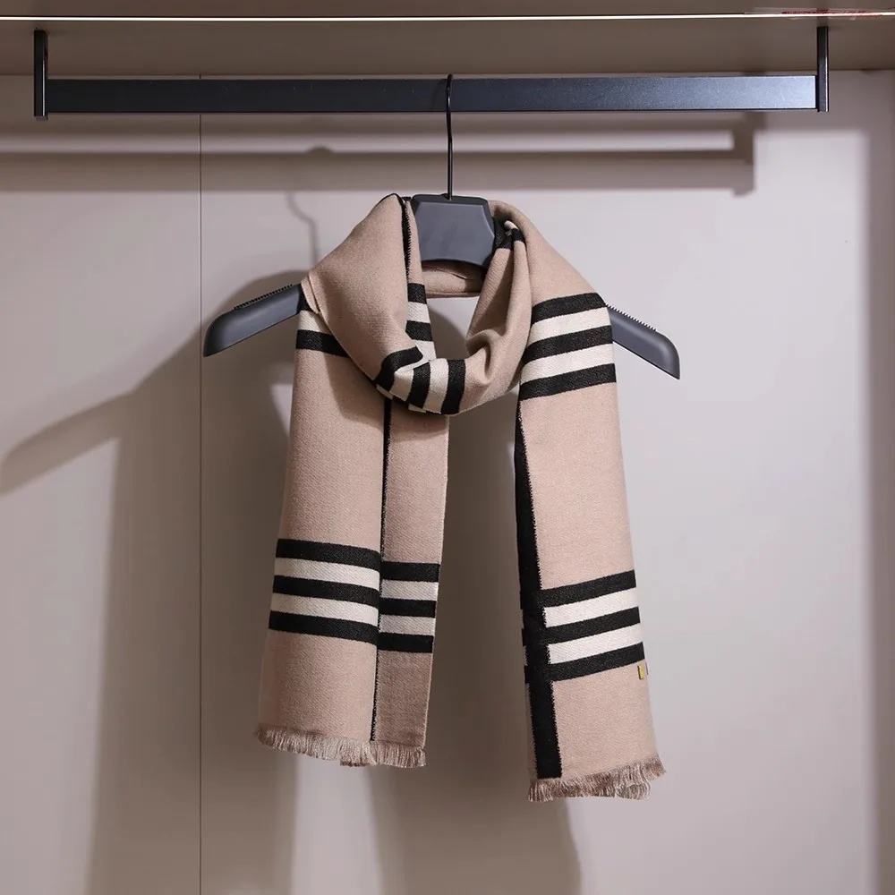 

Шерстяной шарф большого размера, осенне-зимний теплый шарф Aosphere для пары, корейская версия, длинный прямоугольный полосатый узор