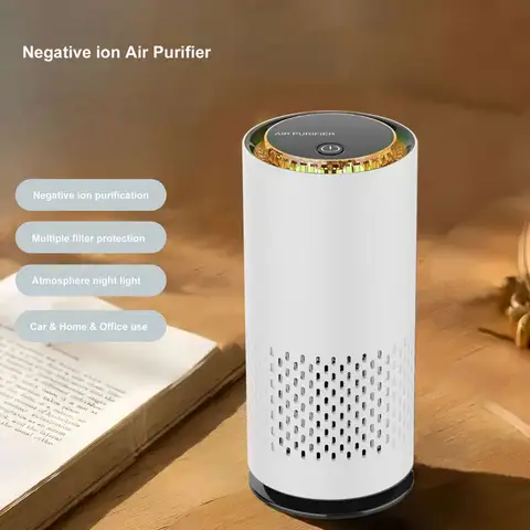USB Air Purifier HEPA Filter Negative Ion Generator Electric Air Freshener for Car House Formaldehyde Removal Odor Eliminator