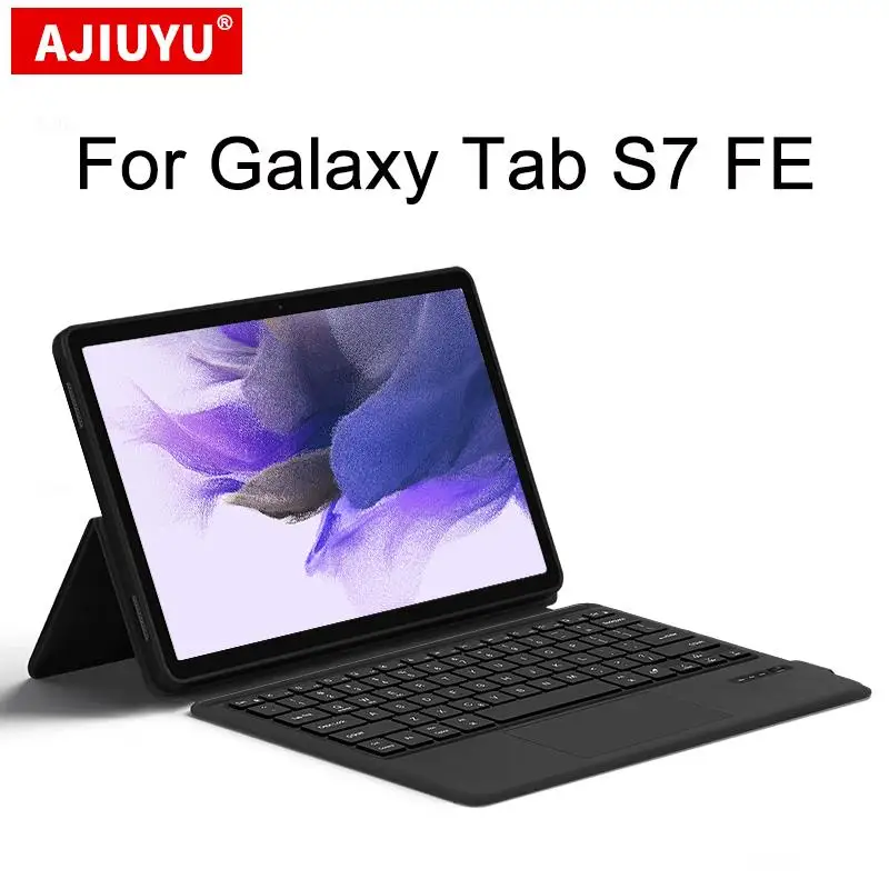 

Чехол для Samsung Galaxy Tab S7 FE SM-T735 T730 T736, 10,1-дюймовый планшет с Bluetooth клавиатурой и сенсорной панелью, Защитные Чехлы, чехол