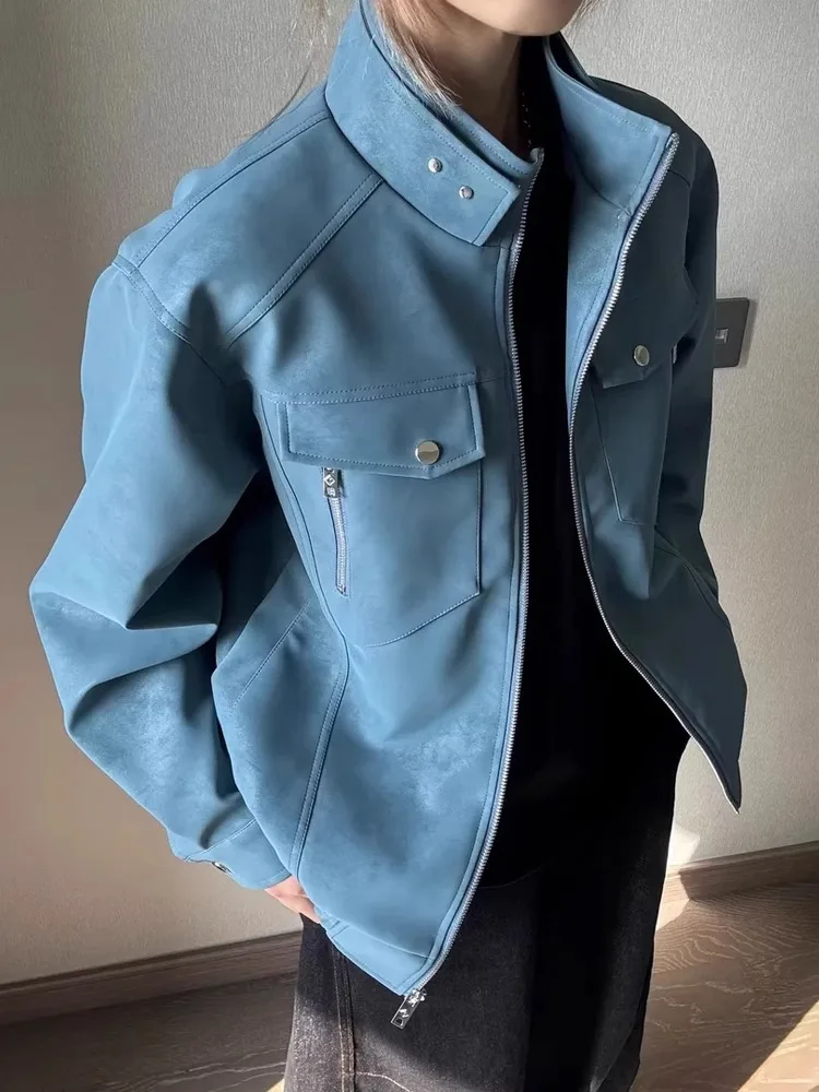 

Мужская кожаная куртка Cleanfit весеннего сезона ort Sle Tie Dye Moto Jaet с отложным воротником Cool And Haome Top