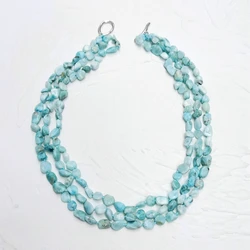 Lii Ji Blue Statement Necklace Larimar Dominica Stone 51cm Pearl Necklace 3rows Stock Sale Women Necklace