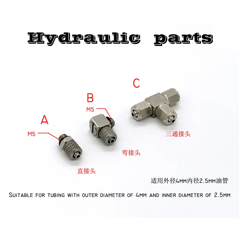 4mm Micro Oil Pipe Tee Joint Hydraulic Model for 1/14 Tamiya RC Truck Trailer Tipper Scania 770S Benz Actros Volvo MAN DIY Part