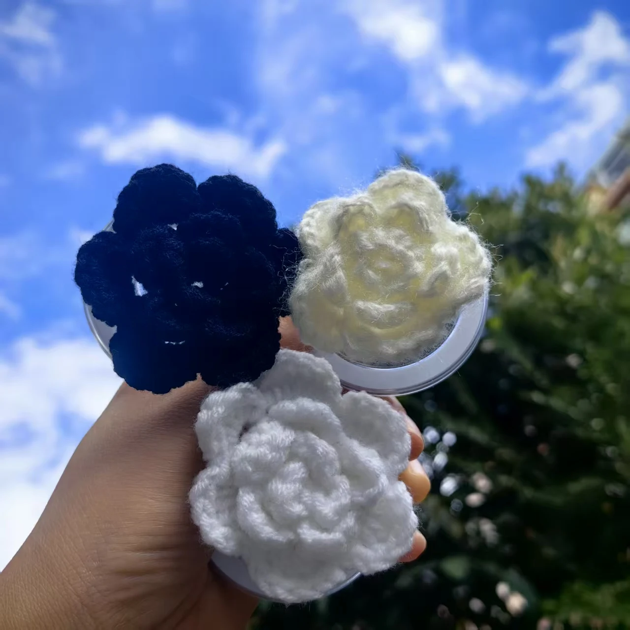 

Вязаный цветок ручной работы, магнитный держатель, универсальный Smart Tok для Magsafe, iPhone, Samsung, складная розетка-подставка