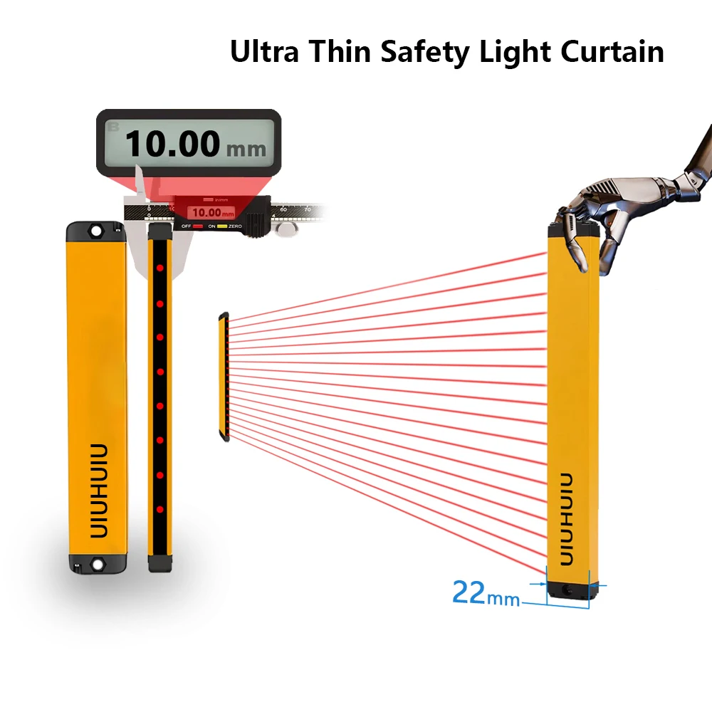 

Safety Light Curtain 20mm Ultra-thin Side Light Infrared Protection Sensor Switch Embedded Installation Grating Security Device