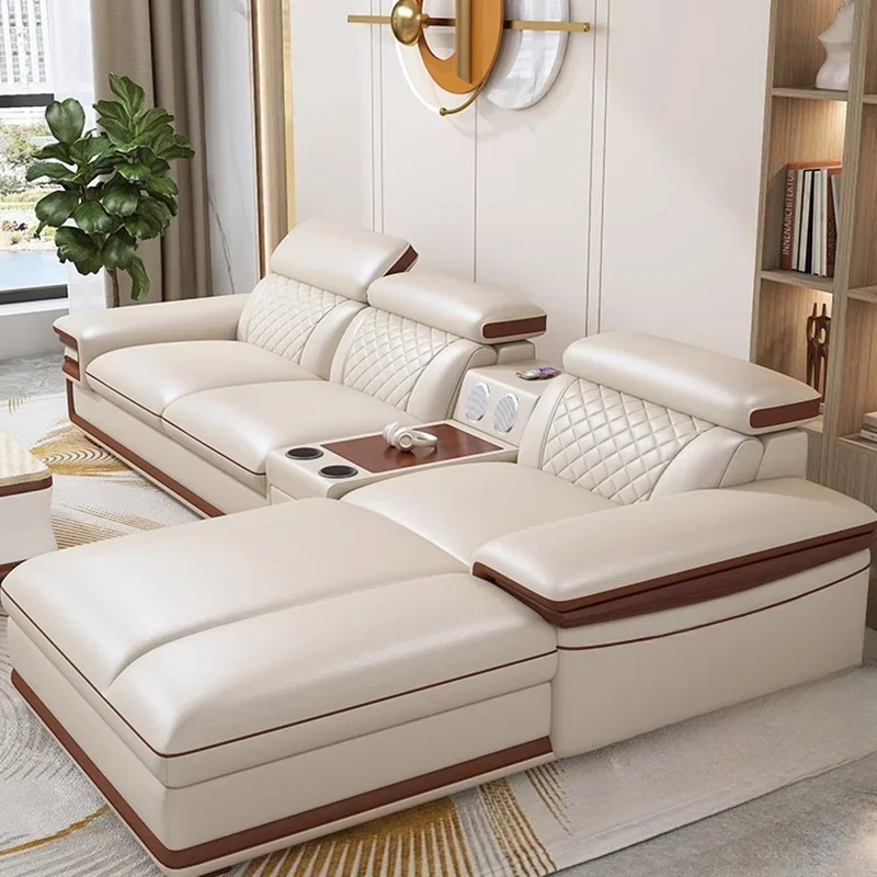 Designer Genuine Leather Sofas Lazy Oversize Relaxing Lounge Loveseat Sofa Sectional Couch Canape Salon Home Furniture