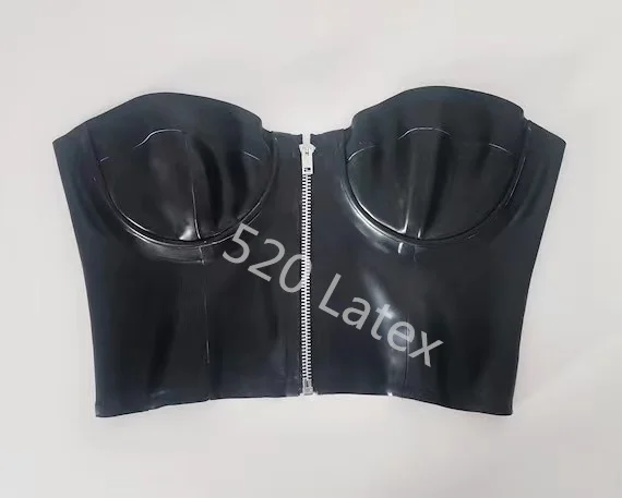 Handmade Natural Latex Sexy Bra Latex Top Gummi Catsuit Sexy Vest Latex Bandeau top  Crop Top cosplay 0.4mm