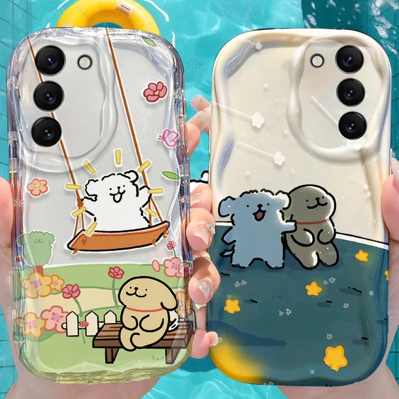 Line Puppy Swing Garden Hülle für Samsung Galaxy A50 A50S A37 A36 A35 A34 A32 A26 A25 A24 4G A23 A21S A20S A17 A16 5G A15 Cover
