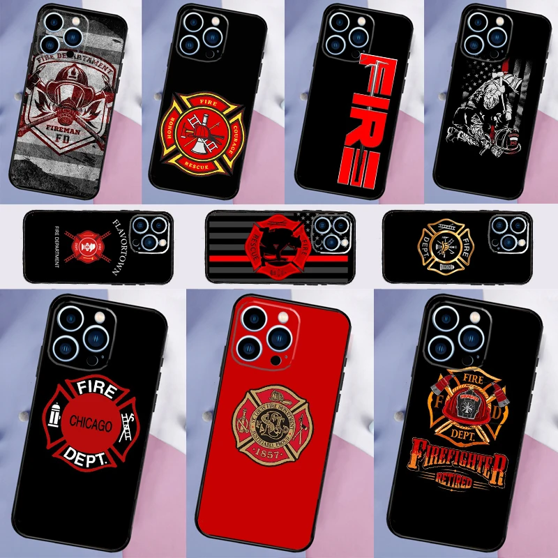 Firefighter Fire Department Fireman Funda For iPhone 16 15 11 12 13 14 Pro MAX X XS Max XR Plus 13 Mini Phone Case