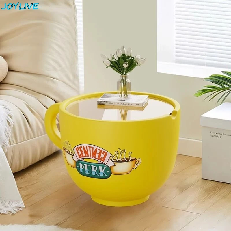 

Cartoon Creative Design Coffee Cup Small Coffee Table Be Used For Sofa Corner Small Table Snack Storage Box Simple Edge Table
