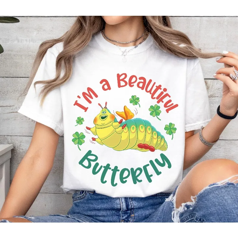 قميص ديزني/بيكسار "حياة الحشرات" كاتربيلر Heimlich Maneuver "I'm A Beautiful Butterfly" قميص كاتربيلر Heimlich Maneuver الممتع #1