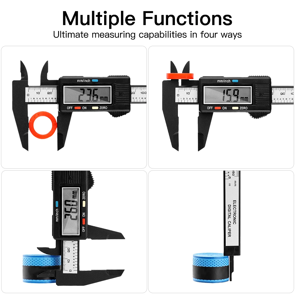 150mm 100mm 0.1mm Electronic Digital Caliper Measuring Tool Vernier Micrometer Measuring Tool Depth Gauge Instrument Pachometer