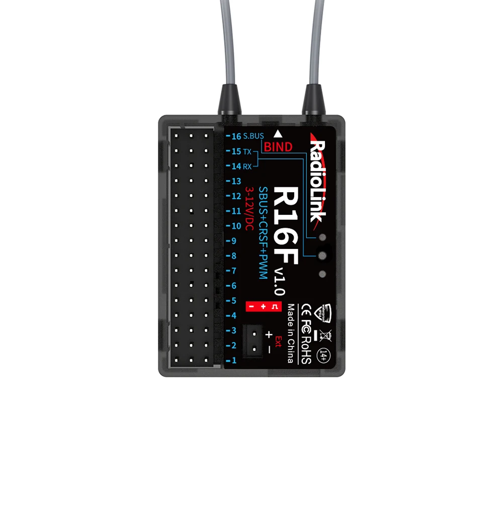 RadioLink R16F RC Receiver Real-time Built-In Telemetry 4000 Meters Control Distance for Helicopters Fixed-wing Gliders Boat
