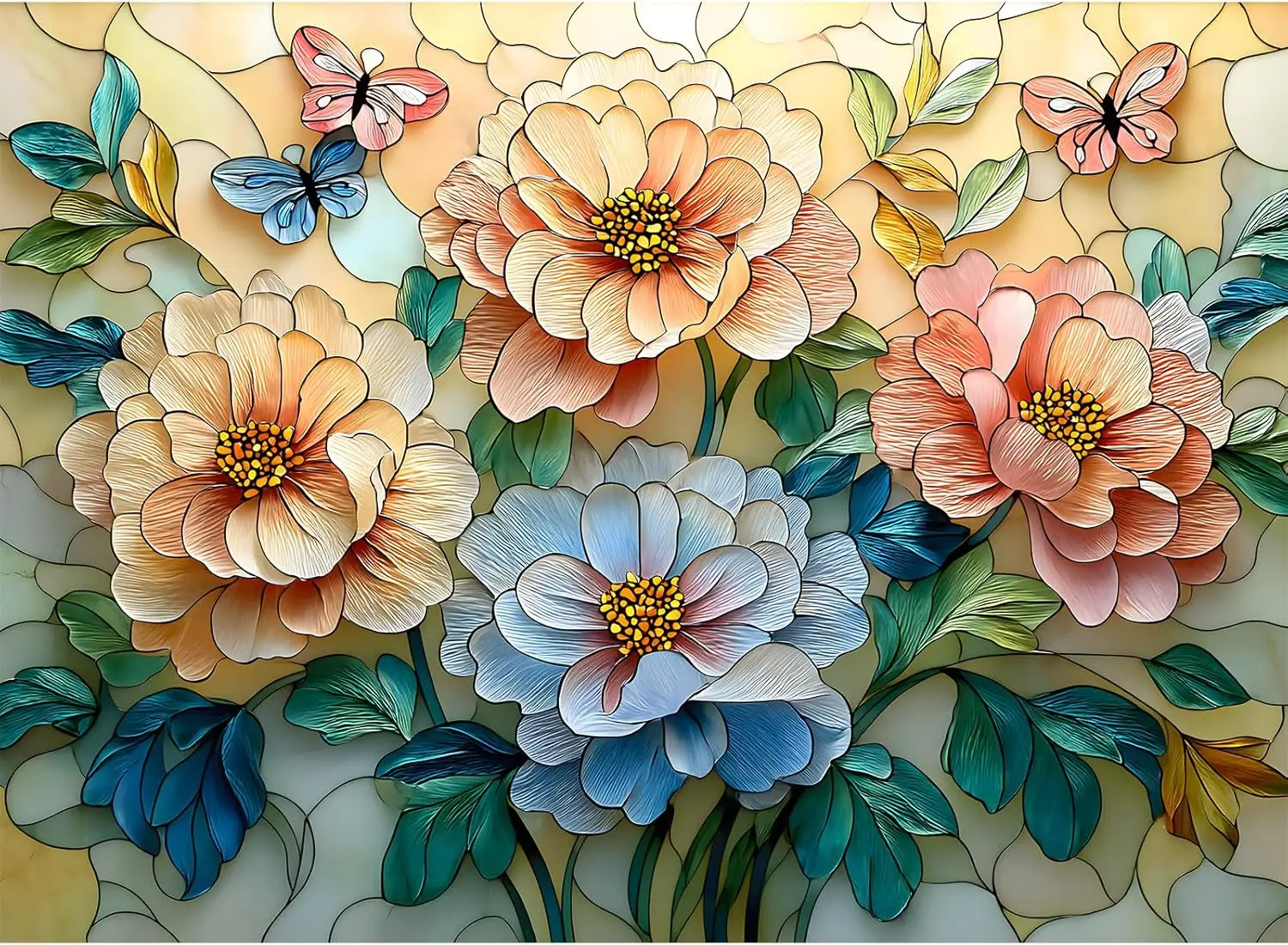 

Деревянные пазлы различных размеров с изображением цветов в стиле витражей, без пыли, для домашнего декора, подарок на день рождения, игрушка для мужчин, женщин, пожилых людей и людей старшего возраста