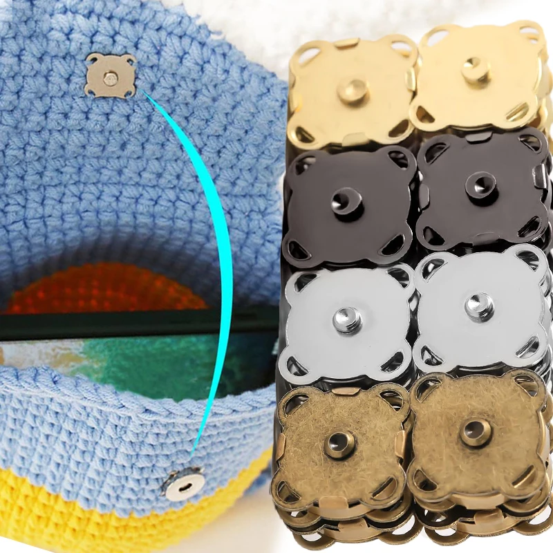 20sets Bags Magnetic Snap Button Fastener Clasps Buttons Handbag Purse Wallet Craft Bags Parts Mini Adsorption Buckle 14/18mm