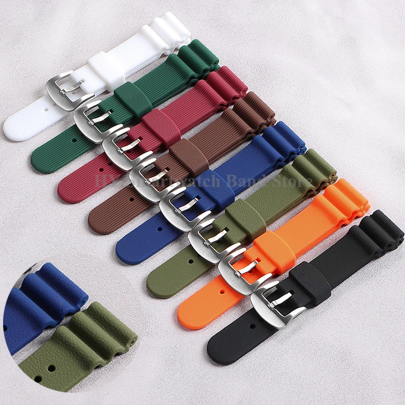 22mm Rubber Watch Strap for Seiko No. 5 PROSPEX Water Ghost Wrist Band Diving 007 Silicone Watch Band Men Women Replace Bracelet