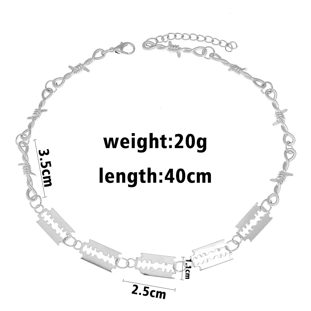 Stainless Steel Blade Razor Necklaces Gothic Punk Men Jewelry Sliver Color Metal Pendant Necklace Hiphop Unique Festival Gift view 5