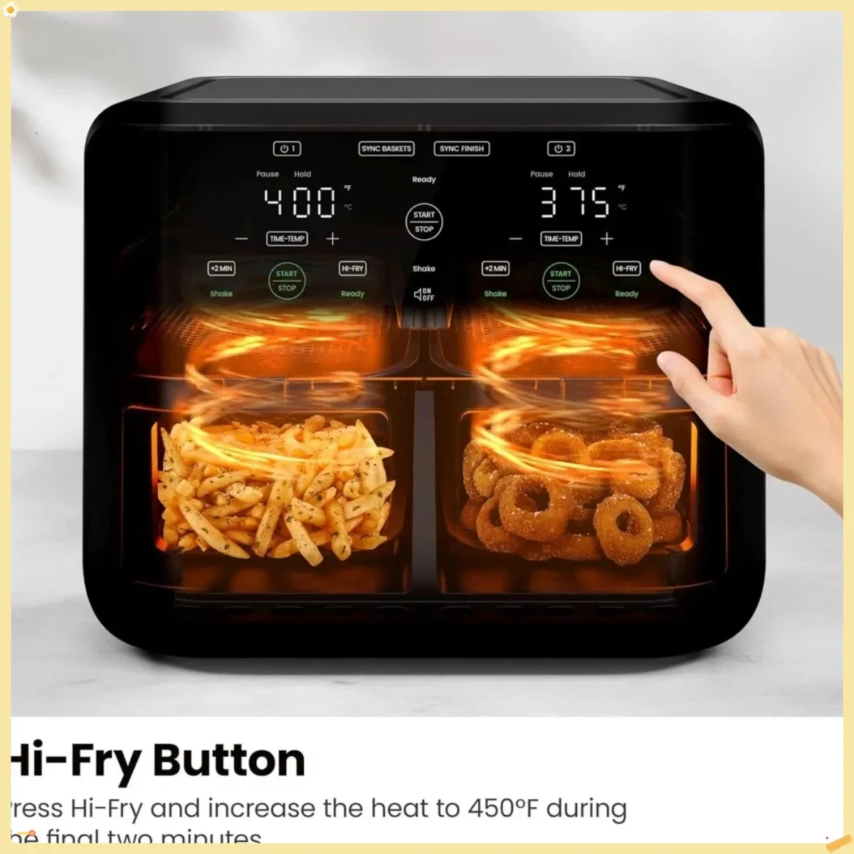 

6QT Smart Air Fryer, Dual Basket with Digital Touchscreen & Dishwasher Safe Baskets