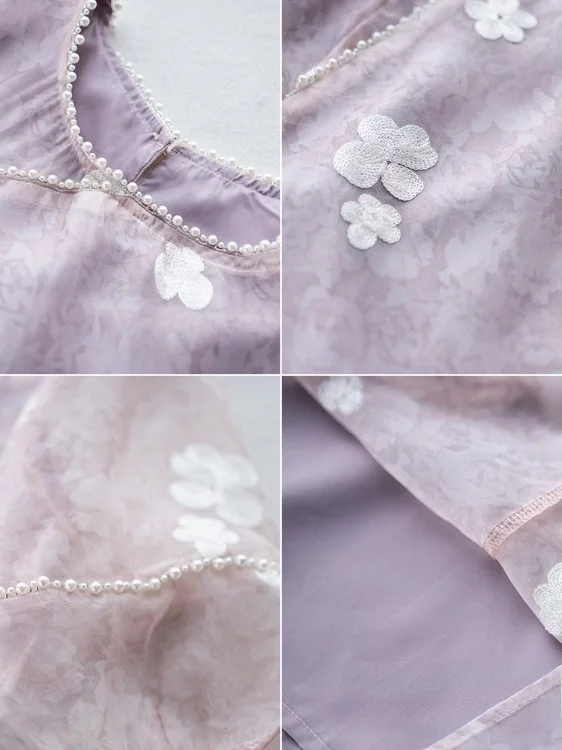 Vestido de talla ande para mujer, nuevo estilo chino, bordado, color mo, moda de verano, corte recto, Midi, cuello redo...