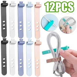 12-1Pcs Data Cable Organizer Ties Charger Cord Management Cable Straps Wires Manager Mouse Earphones Holder Data Line Winder