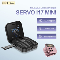 SERVO i17 Mini Tiny Flip Mobile Phone 2 SIM Standby Magic Voice FM Radio Flashlight Blacklist 1.77‘’ Small Square Foldable Phone