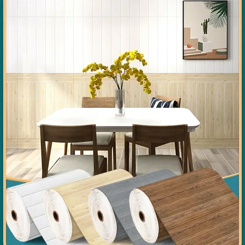 3D Wood Grain Roll Self-adhesive Brick Type Wall Stickers for Living Room Bedroom Kitchen XPE Foam Wallpaper DIY Home Decor