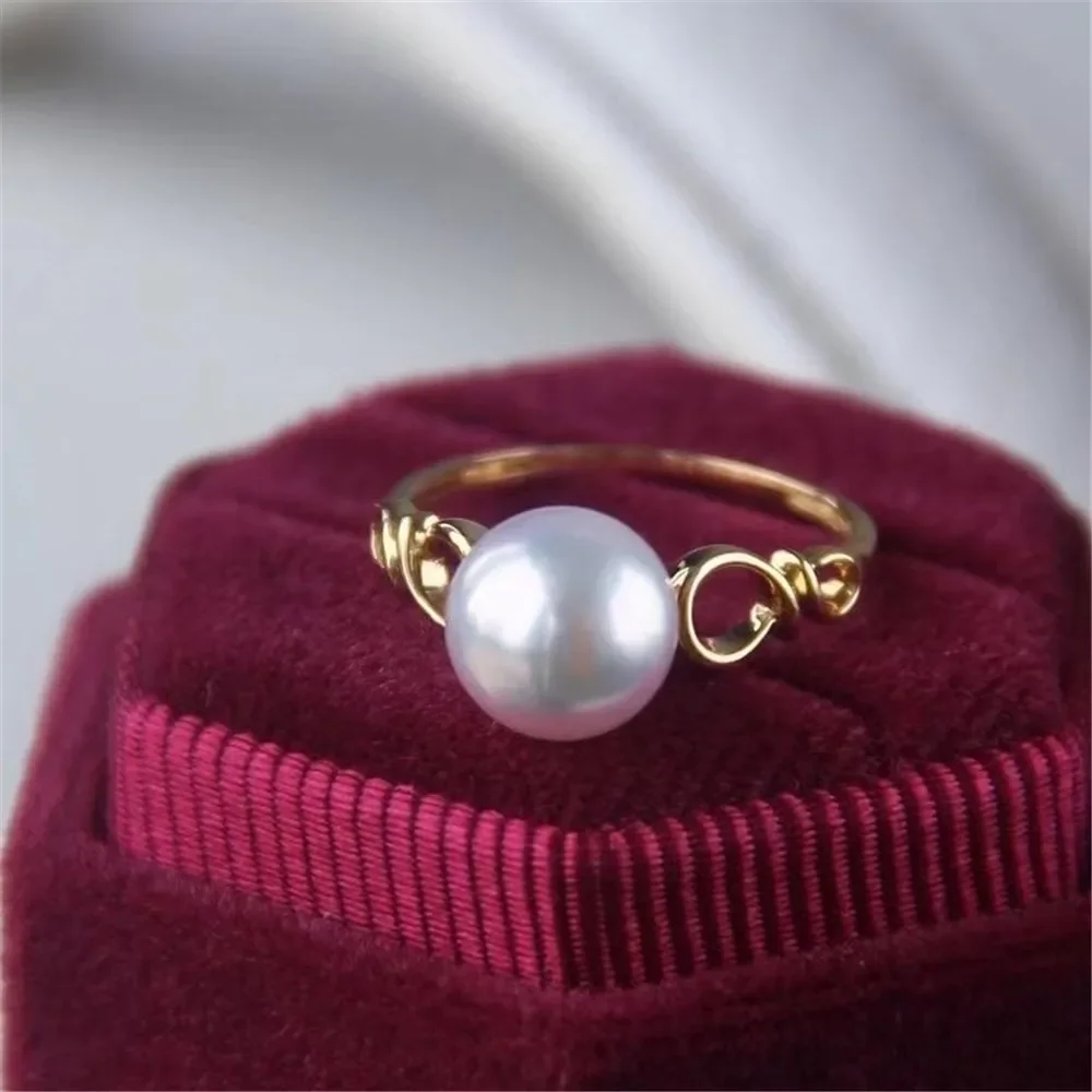 

DIY Pearl Accessories 18K Bag Gold Copper Thick Gold Plated Classic S Shape Simple High Sense Ring Work in Progress 8-12mm