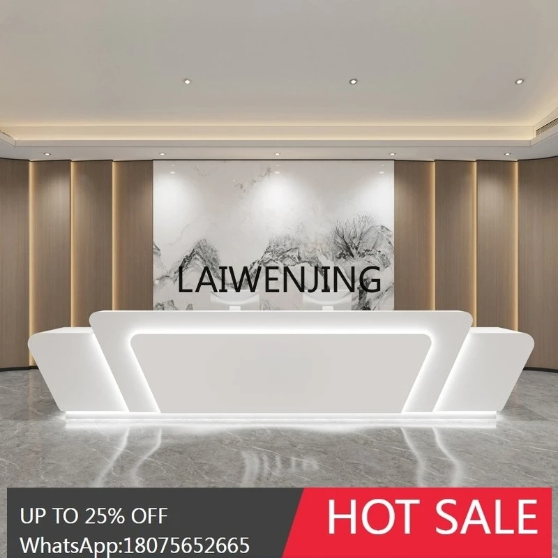 Stainless steel front desk checkout page simple modern training institution reception desk