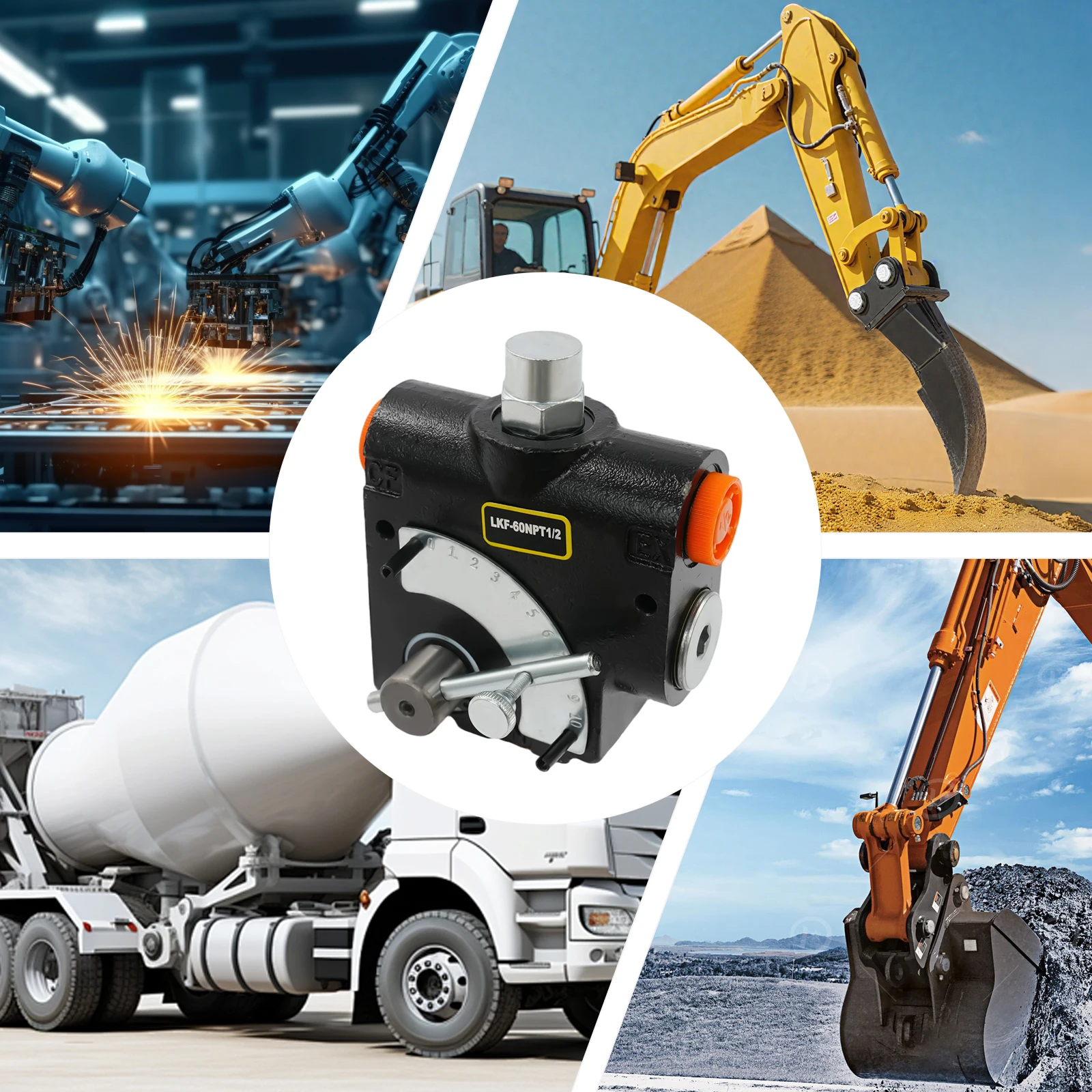 

Cast Iron Hydraulic Adjustable Flow Control Valve - 0-16 GPM Variable Speed, 1/2" NPT Port - for Tractors & Hydraulic Systems