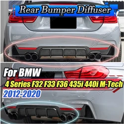 F32 F33 F36 M Sport Double Dual Out Car Rear Bumper Diffuser Kit Splitters Lip Trim For BMW 420i 428i 435i 440i M Tech 2012-2020