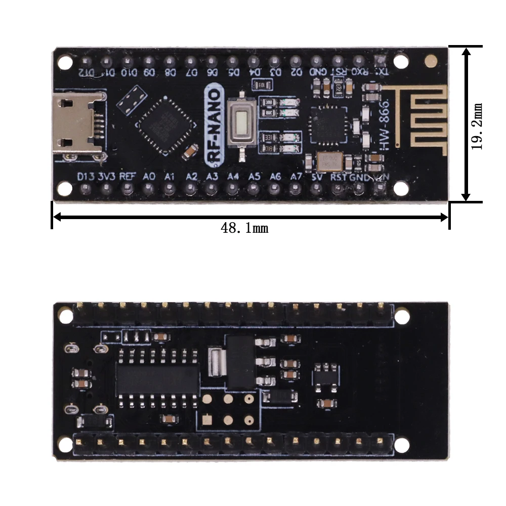 RF-Nano for Arduino Nano V3.0, TYPE-C Micro USB Nano Board ATmega328P QFN32 5V 16M CH340, Integrate NRF24l01+2.4G wireless