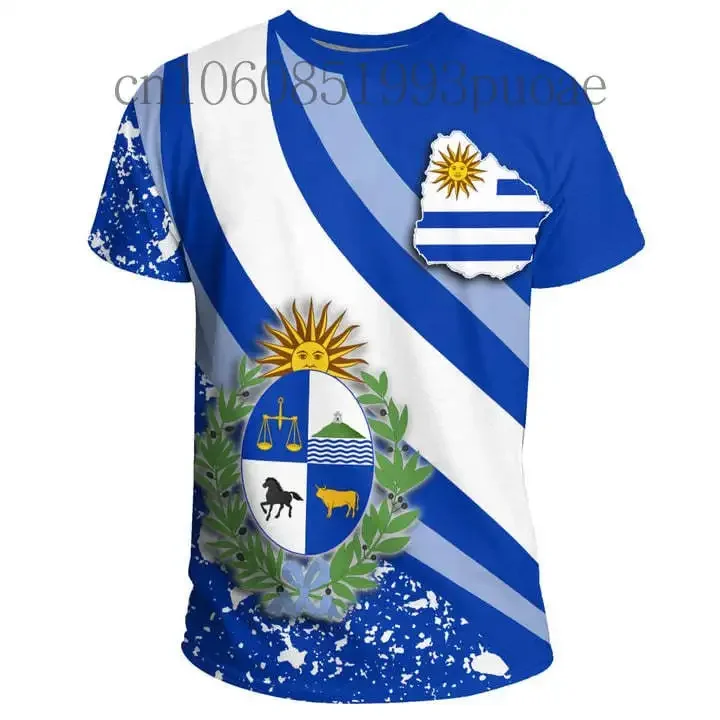 New 2024 Men's T-shirt Uruguay Flag 3D Printing Fashion Casual T-shirt Street Oversize Men's and Women's Top