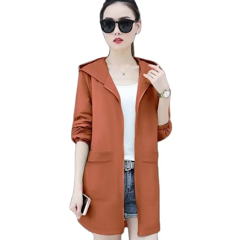 

Loose Casual Solid Color Trench Coat Women's Mid-length Korean Version Slim Top 2022 New Baseball Uniform Long Coat Women's Tide