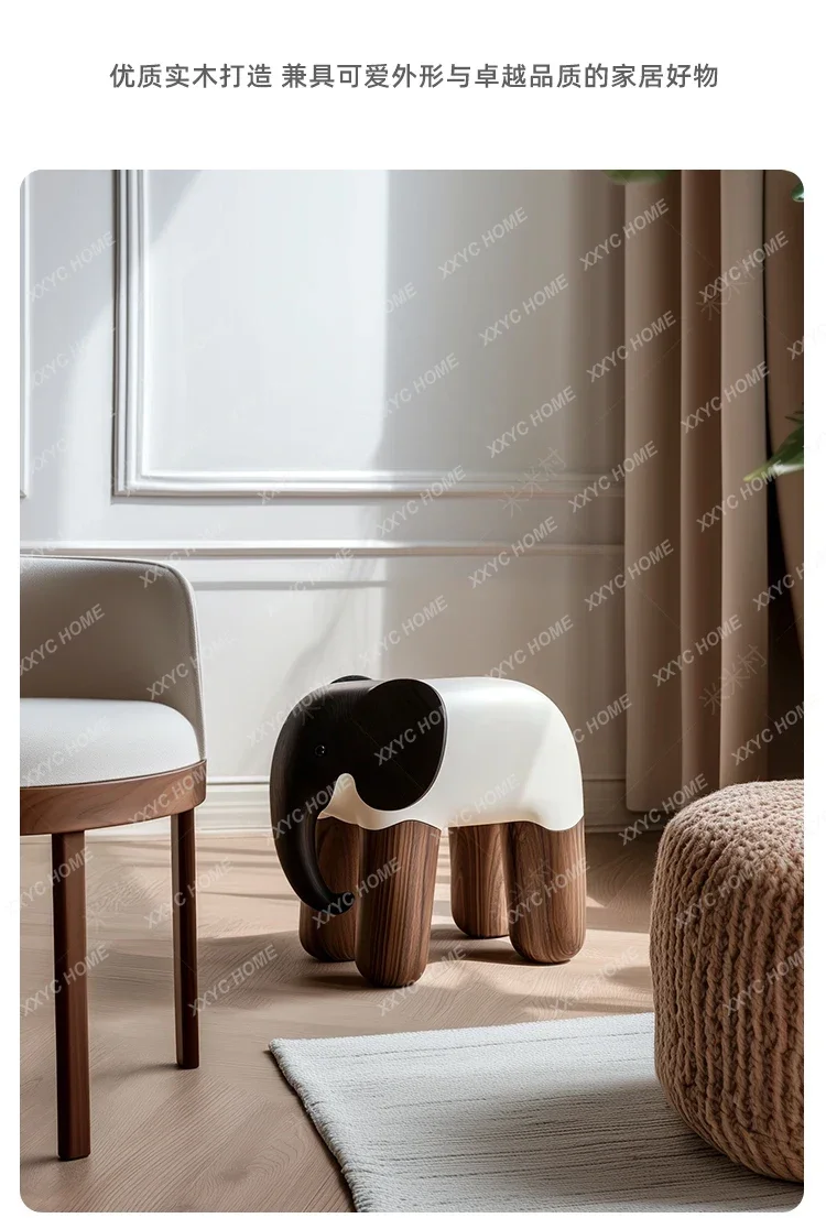 

D06Креативный табурет для переобувания из массива дерева, легкий, роскошный, высококачественный, с декоративным изображением животных.